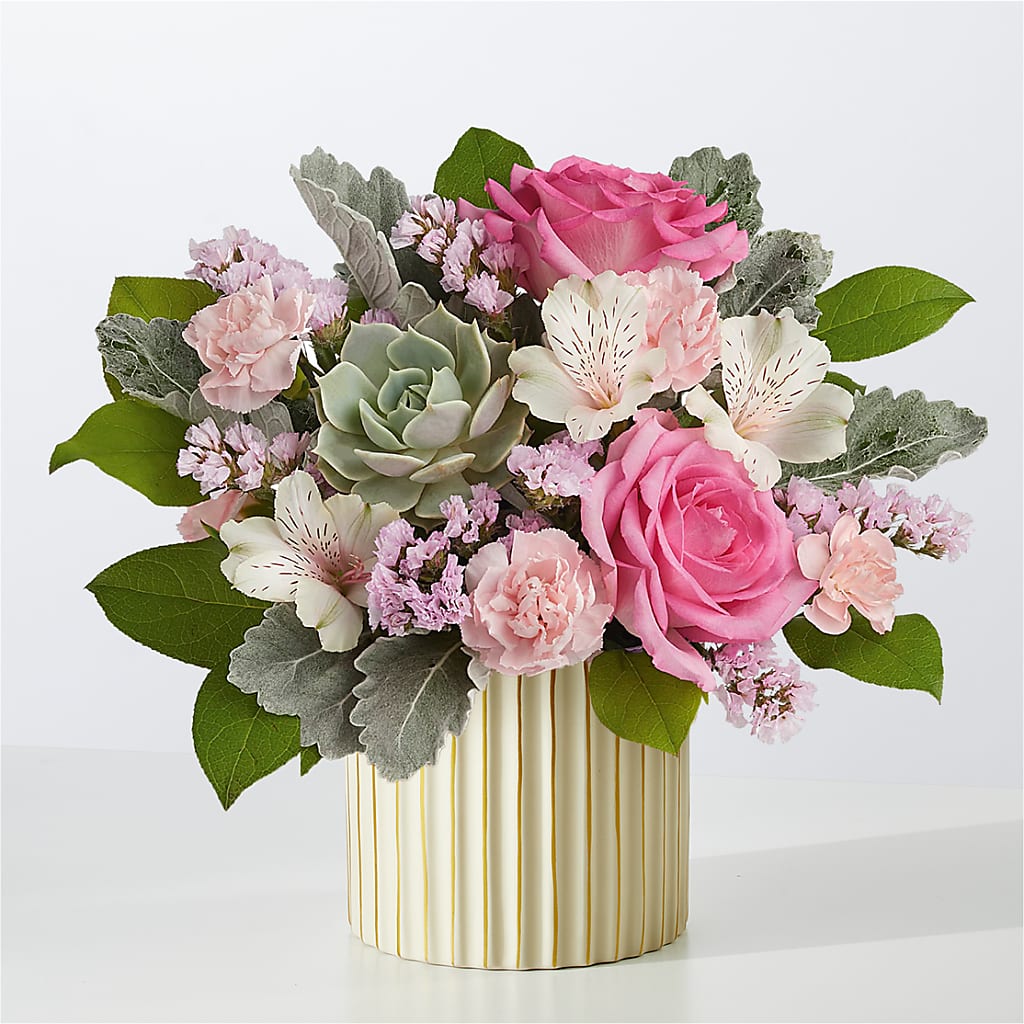 Dusty Rose Bouquet with Ivory Vase – MR K'S FLOWERS, Littleton CO