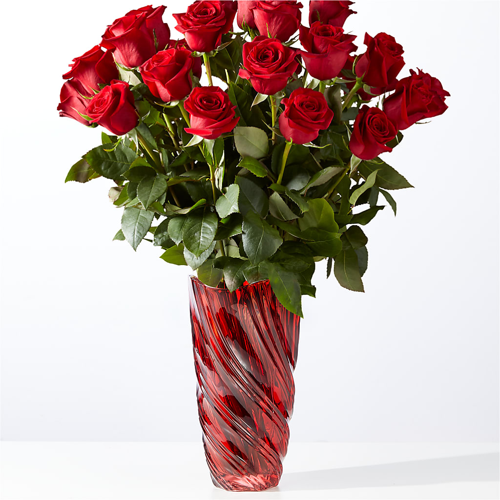 Classic Love Red Rose Bouquet with Luxe Swirl Vase – MR K'S FLOWERS, Littleton CO