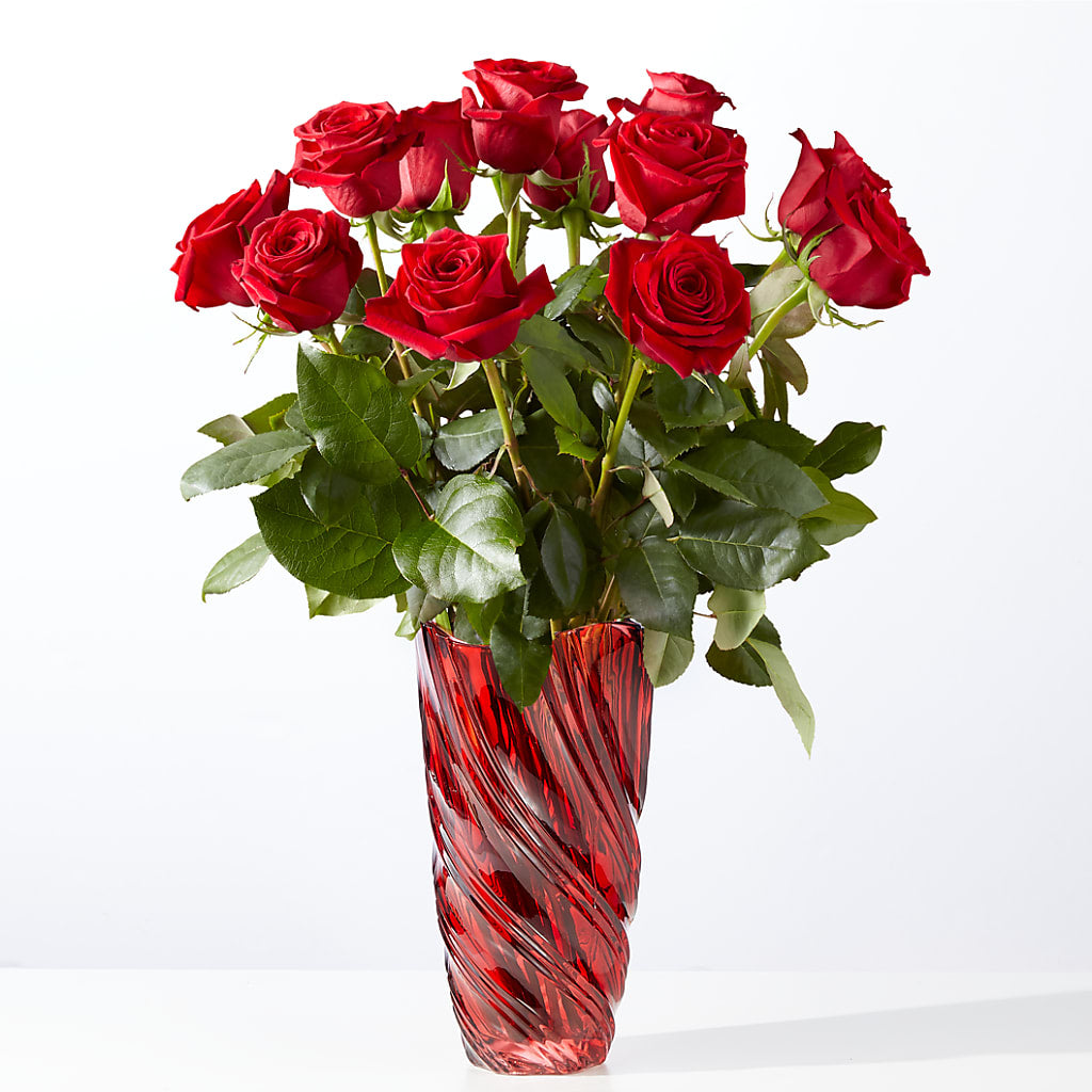 Classic Love Red Rose Bouquet with Luxe Swirl Vase – MR K'S FLOWERS, Littleton CO