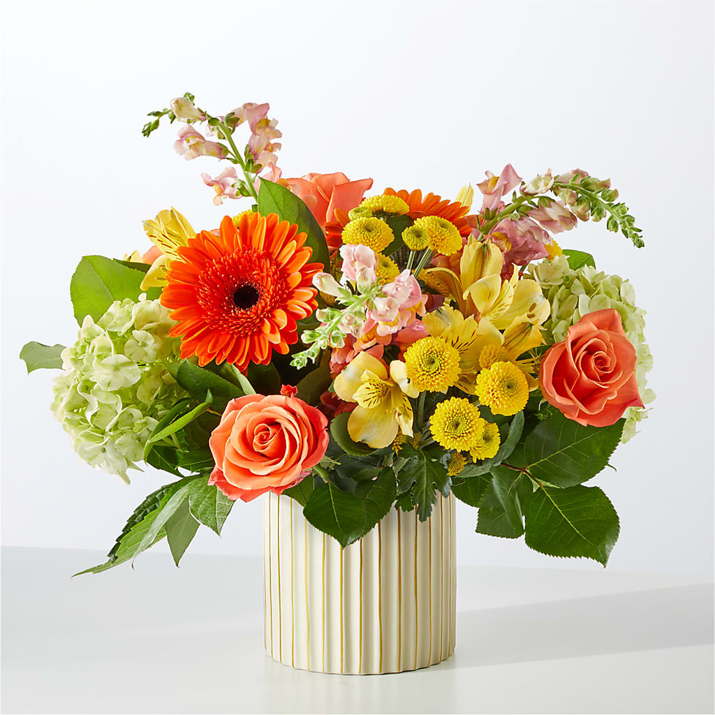 Autumn Sunshine Bouquet with Ivory Vase – MR K'S FLOWERS, Littleton CO